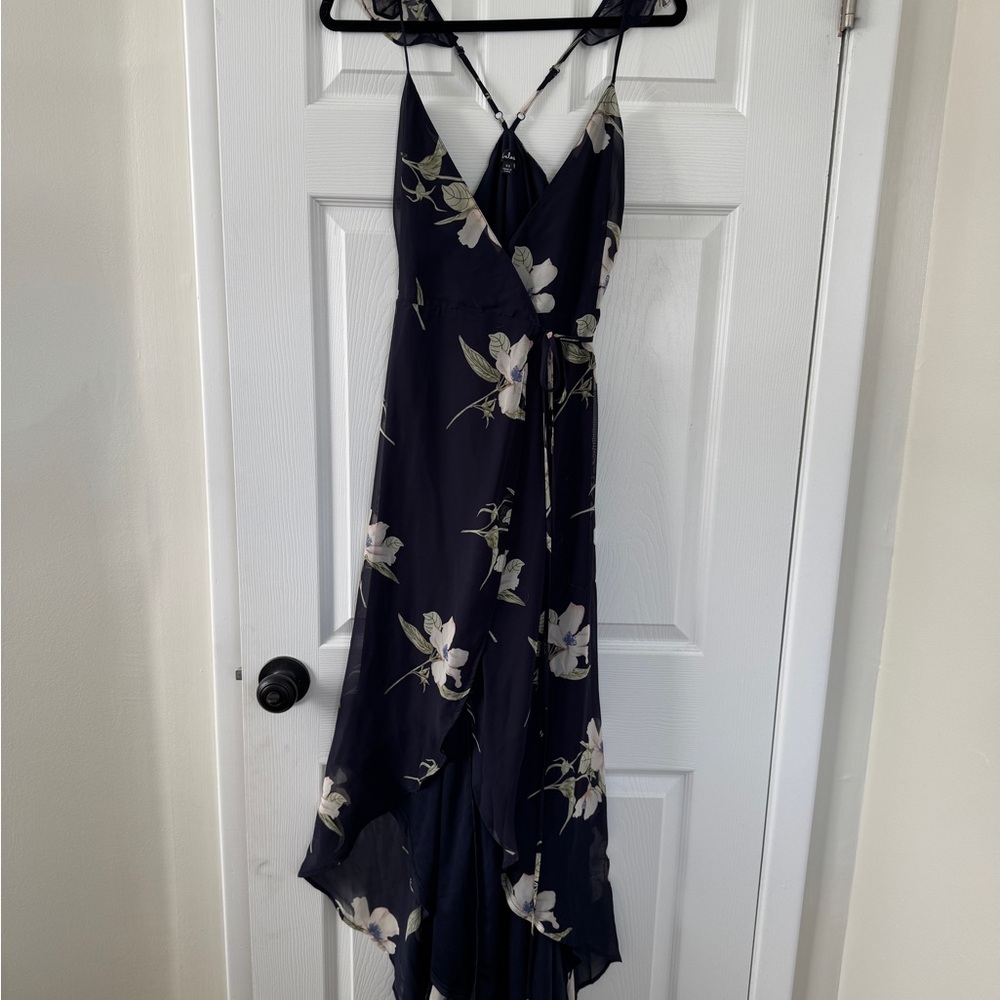 Lulu's Navy Floral High Low Dress